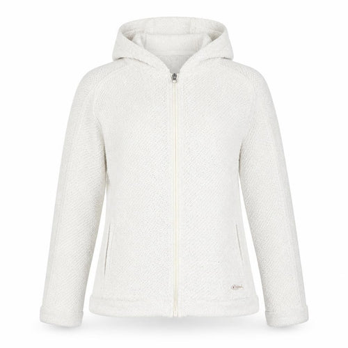 Women's White Crochet Hoodie, Size 8, Zip-Up Casual