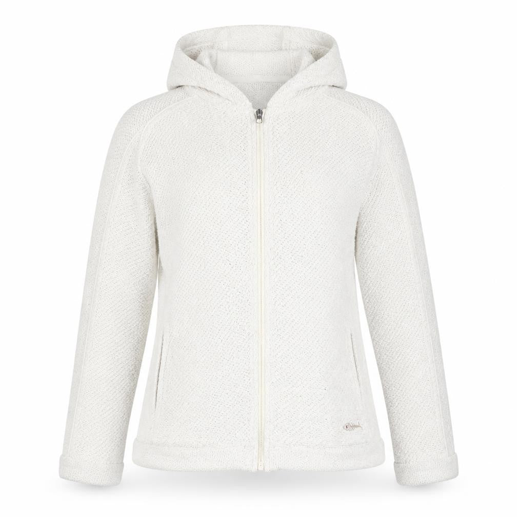 Women's White Crochet Hoodie, Size 8, Zip-Up Casual