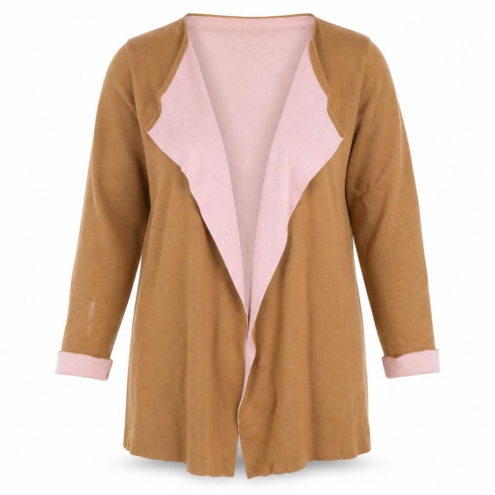 Front view of Kaffe Women's Brown Cardigan Jumper, size L