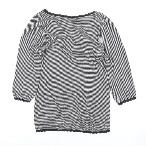 Marks and Spencer Women's Black Striped V-Neck Top