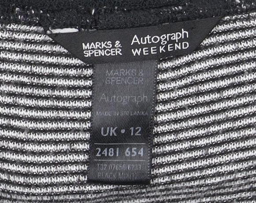 Marks and Spencer Women's Black Striped V-Neck Top