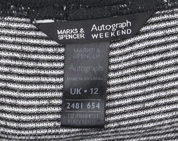 Marks and Spencer Women's Black Striped V-Neck Top