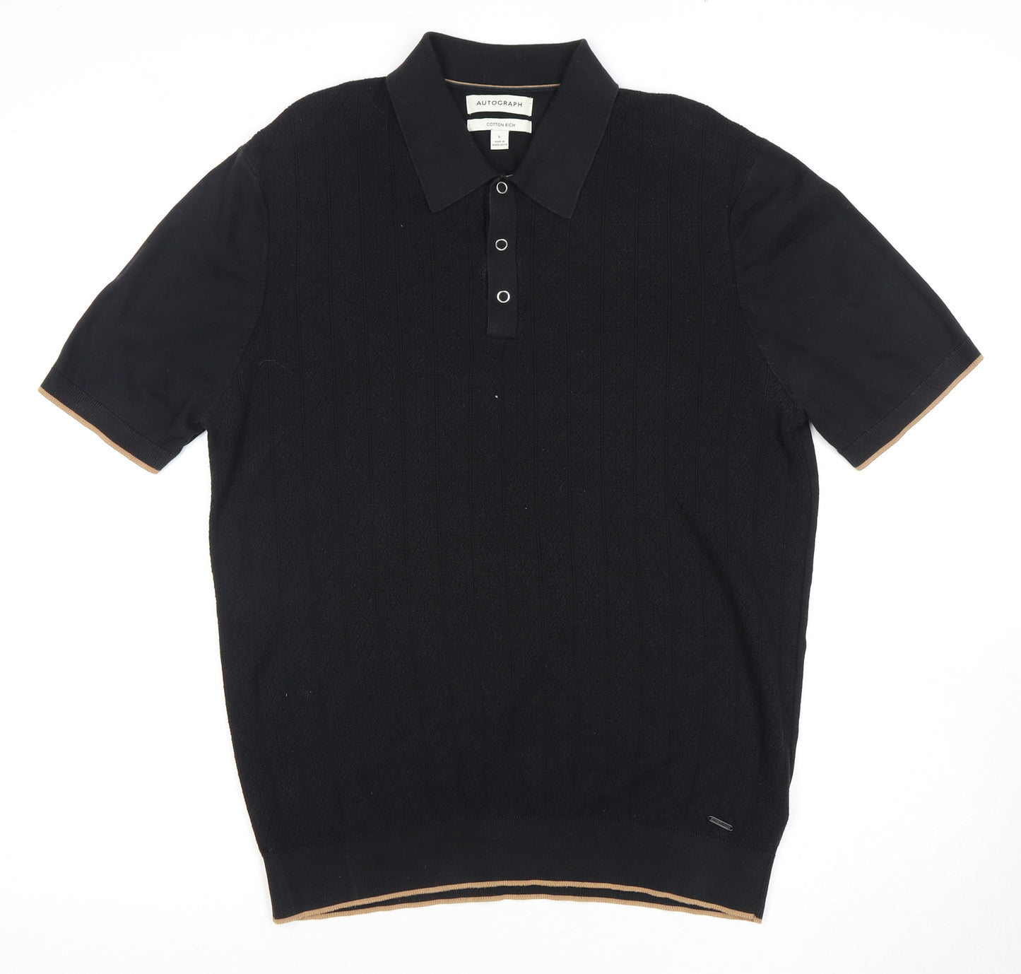 Marks and Spencer Black Collared T-Shirt L
