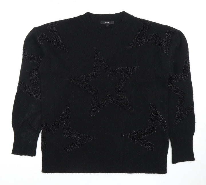 Next Women's Black Star Crew Neck Pullover Jumper S