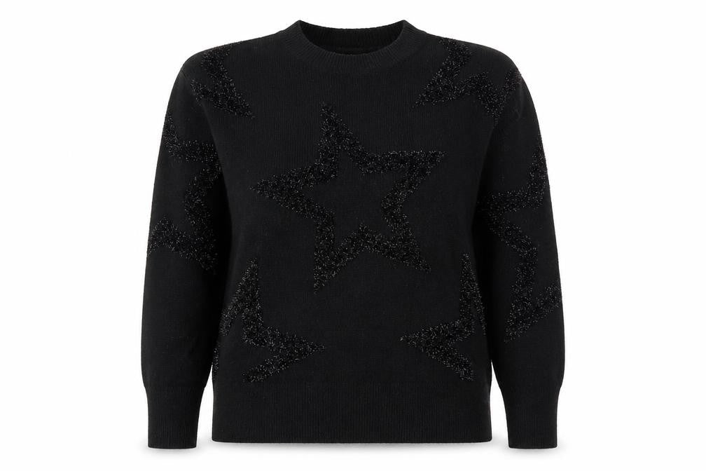 Front view of Next Women's Black Star Crew Neck jumper S