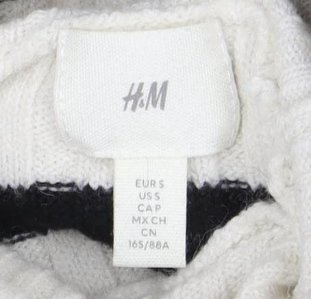 H&M Women's Black White Striped Roll Neck Jumper S