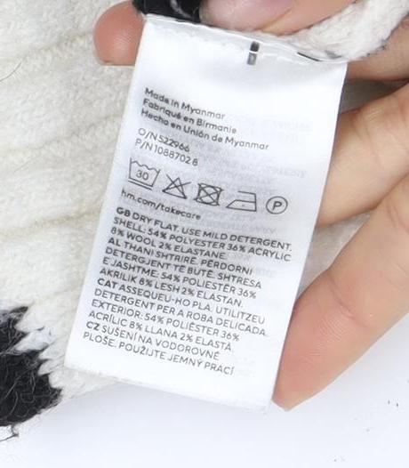 H&M Women's Black White Striped Roll Neck Jumper S