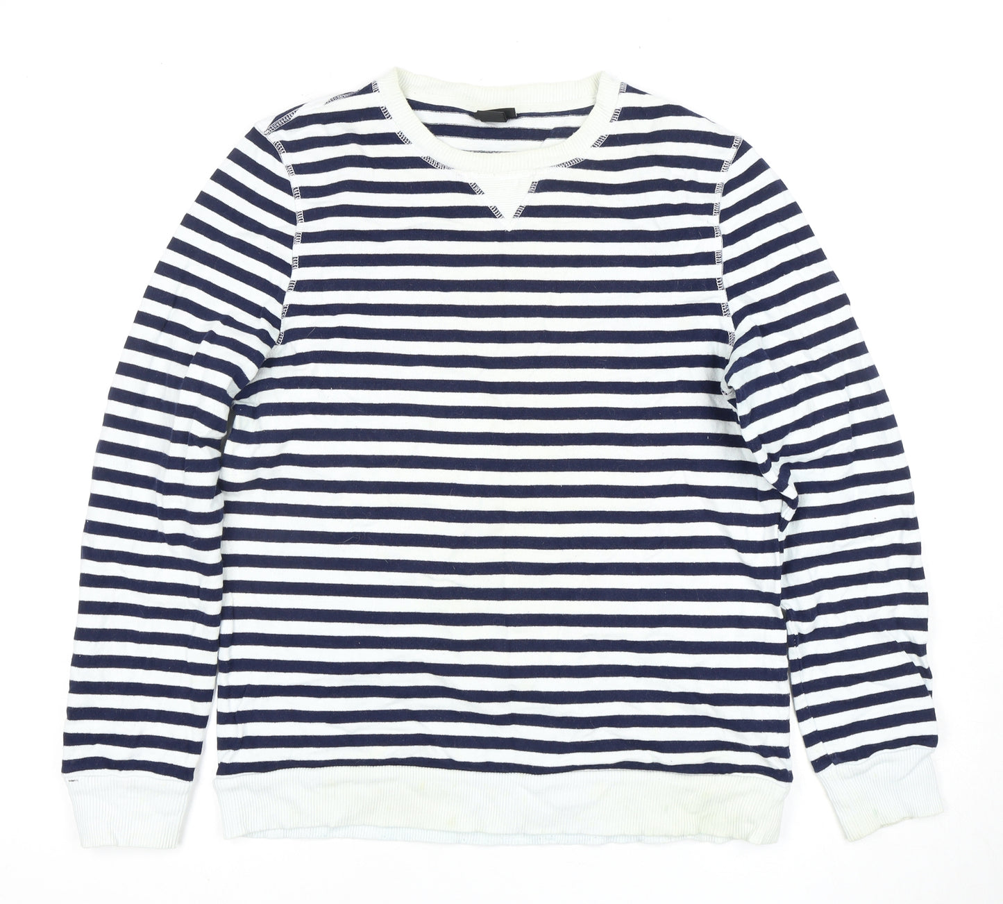 H&M Unisex Blue Striped Pullover Sweatshirt Size 12