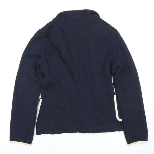 Mango Women's Blue Blazer, Size 10, Two-Button, Cotton