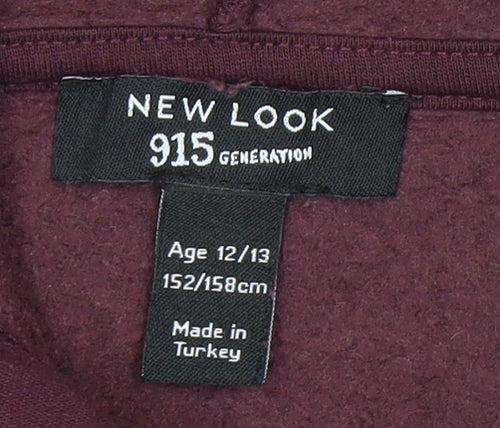New Look Girls Burgundy Hoodie, Age 12-13, Pullover, Logo