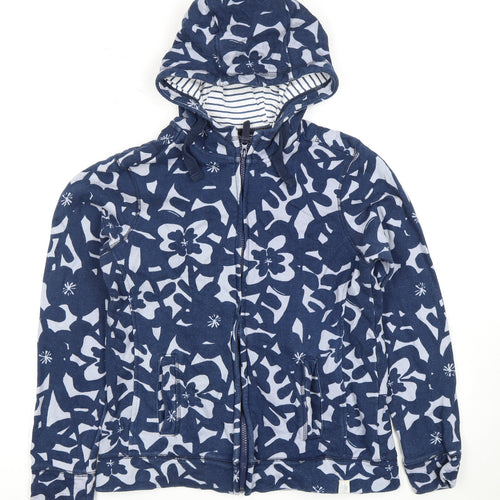 Lily & Me Women's Blue Floral Full Zip Hoodie, Size 10, Cotton