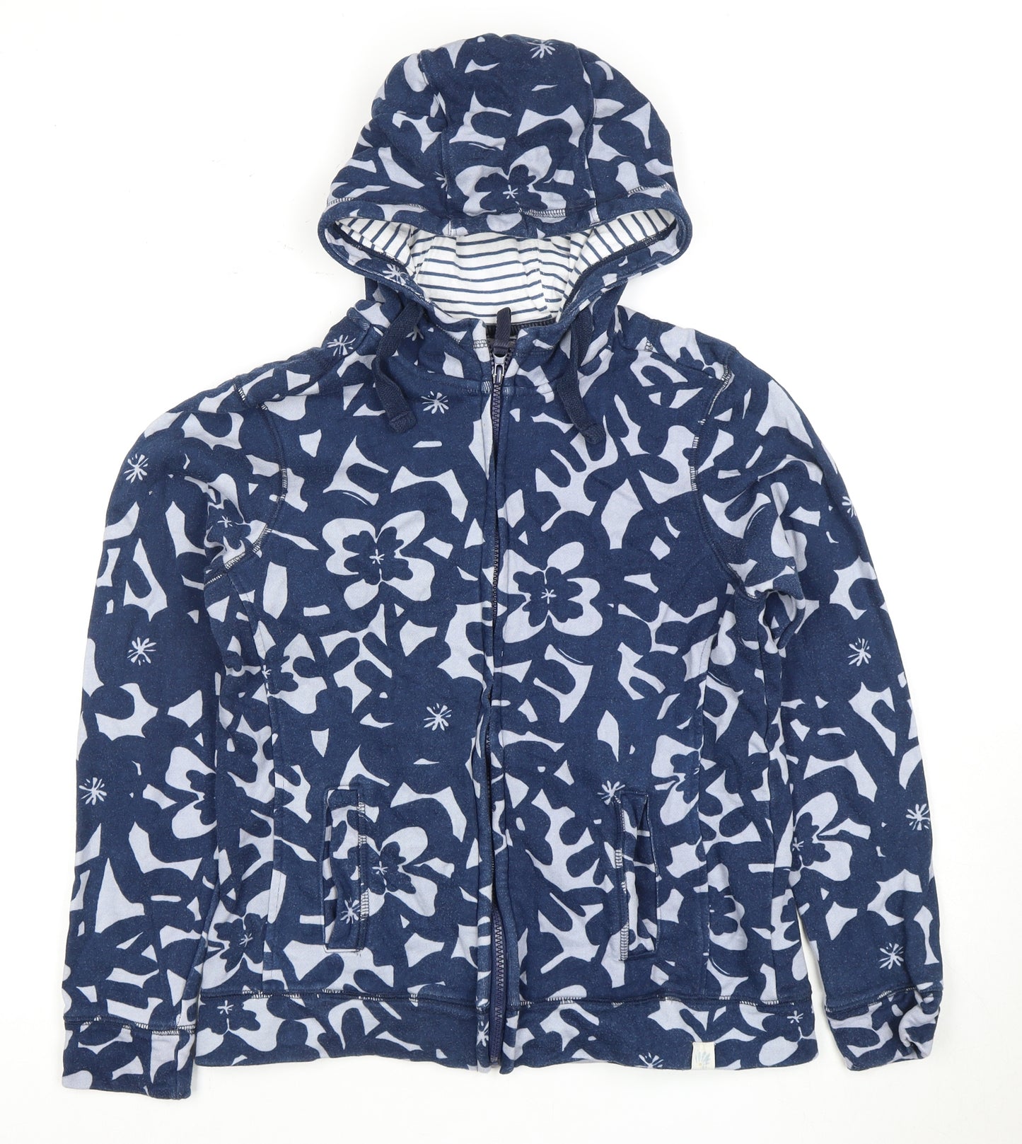 Lily & Me Women's Blue Floral Full Zip Hoodie, Size 10, Cotton