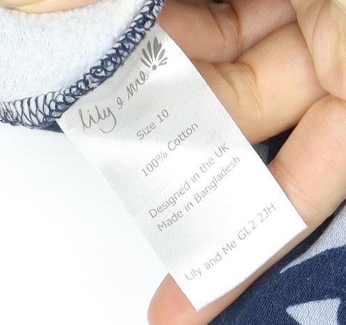 Lily & Me Women's Blue Floral Full Zip Hoodie, Size 10, Cotton