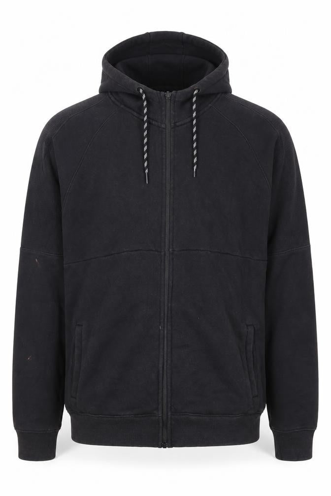 Front view of U.S. Athletic Men's Large Black Full Zip Hoodie