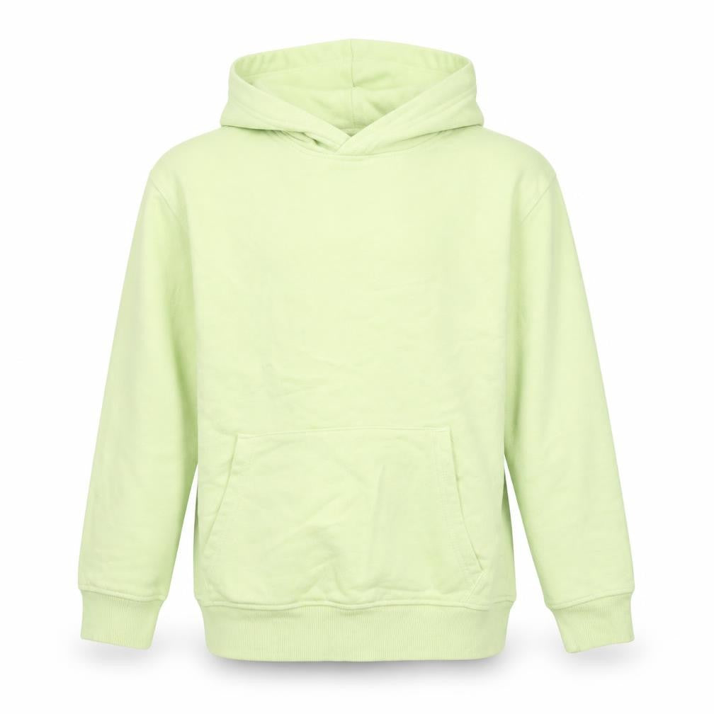 Front view of H&M boys’ green pullover hoodie 9-10 years, hooded