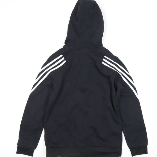 Adidas Black Boys Full Zip Hoodie, Size 11 Years, Casual Sports