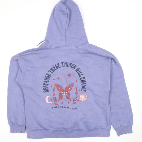 Junkie Women’s Purple Hoodie - Size L, Graphic Print, Casual