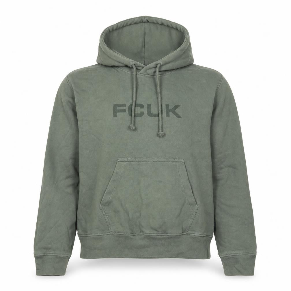 Front view of FCUK Green unisex pullover hoodie m