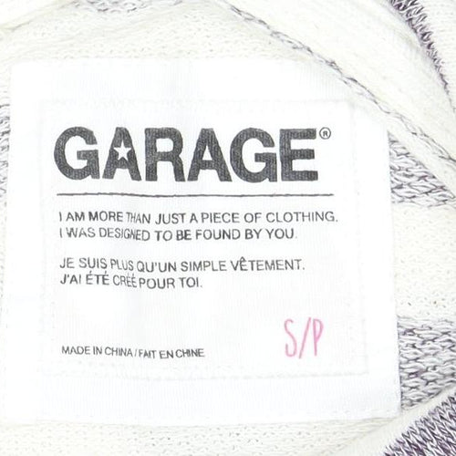 Garage Women's Grey Striped Pullover Hoodie S