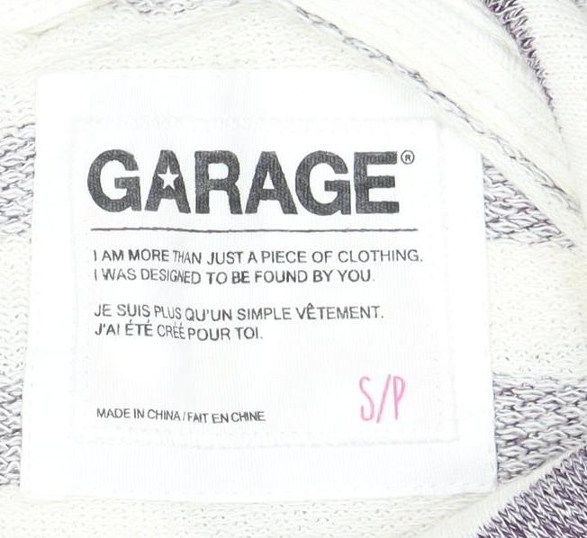 Garage Women's Grey Striped Pullover Hoodie S