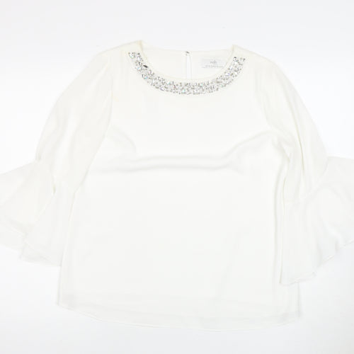 Wallis Women's White Beaded Blouse Size 12