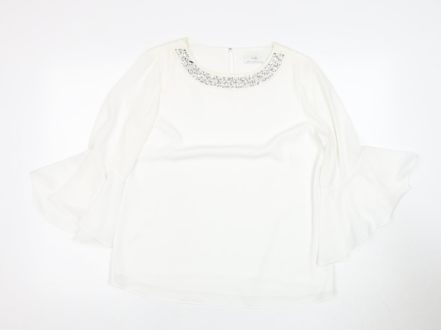 Wallis Women's White Beaded Blouse Size 12