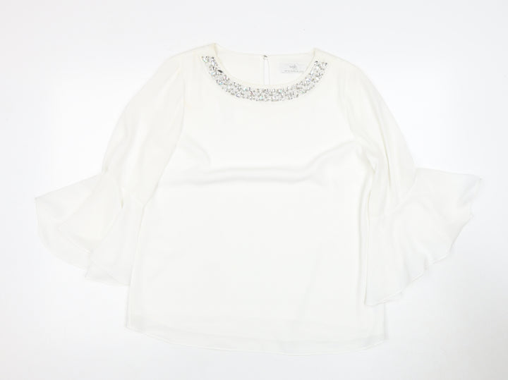 Wallis Women's White Beaded Blouse Size 12