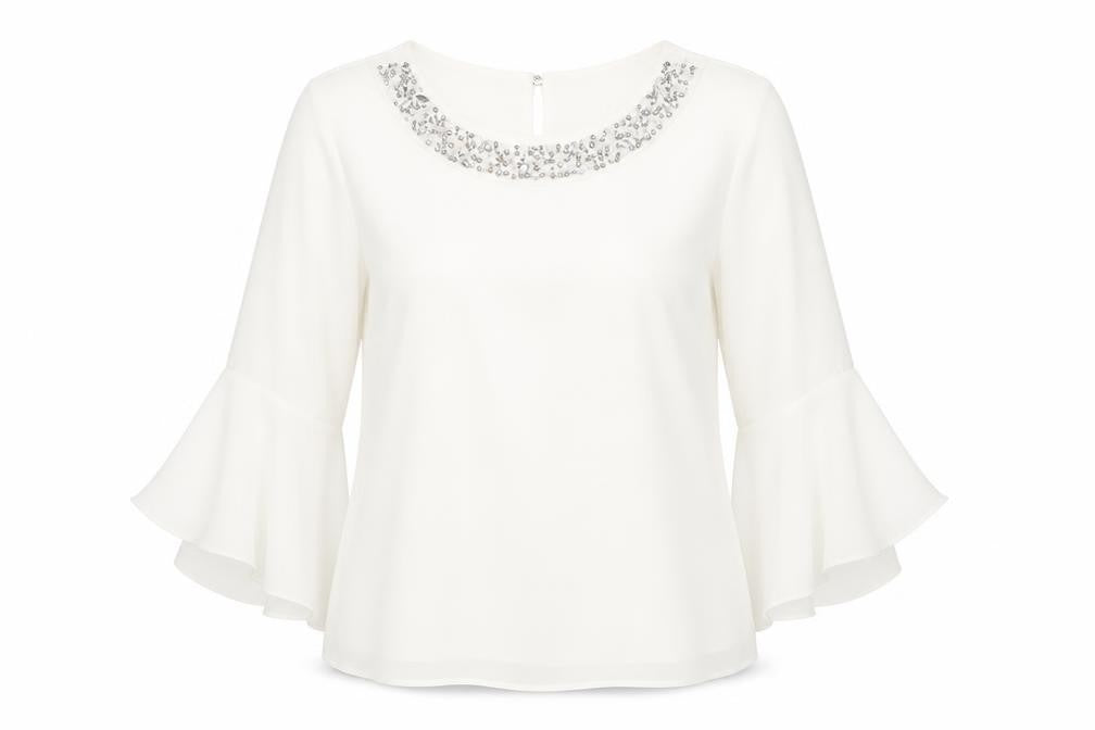 Front view of Wallis Women's White Beaded Blouse, size 12