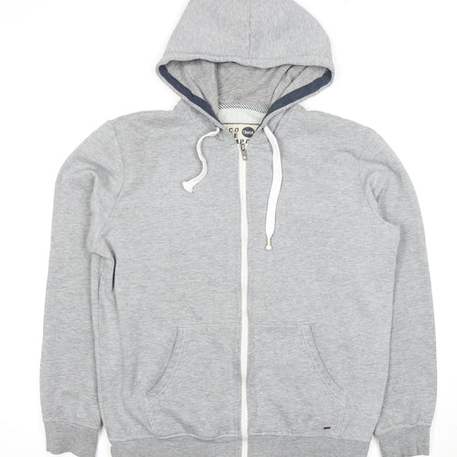 Solid Men's Grey XL Full Zip Hoodie