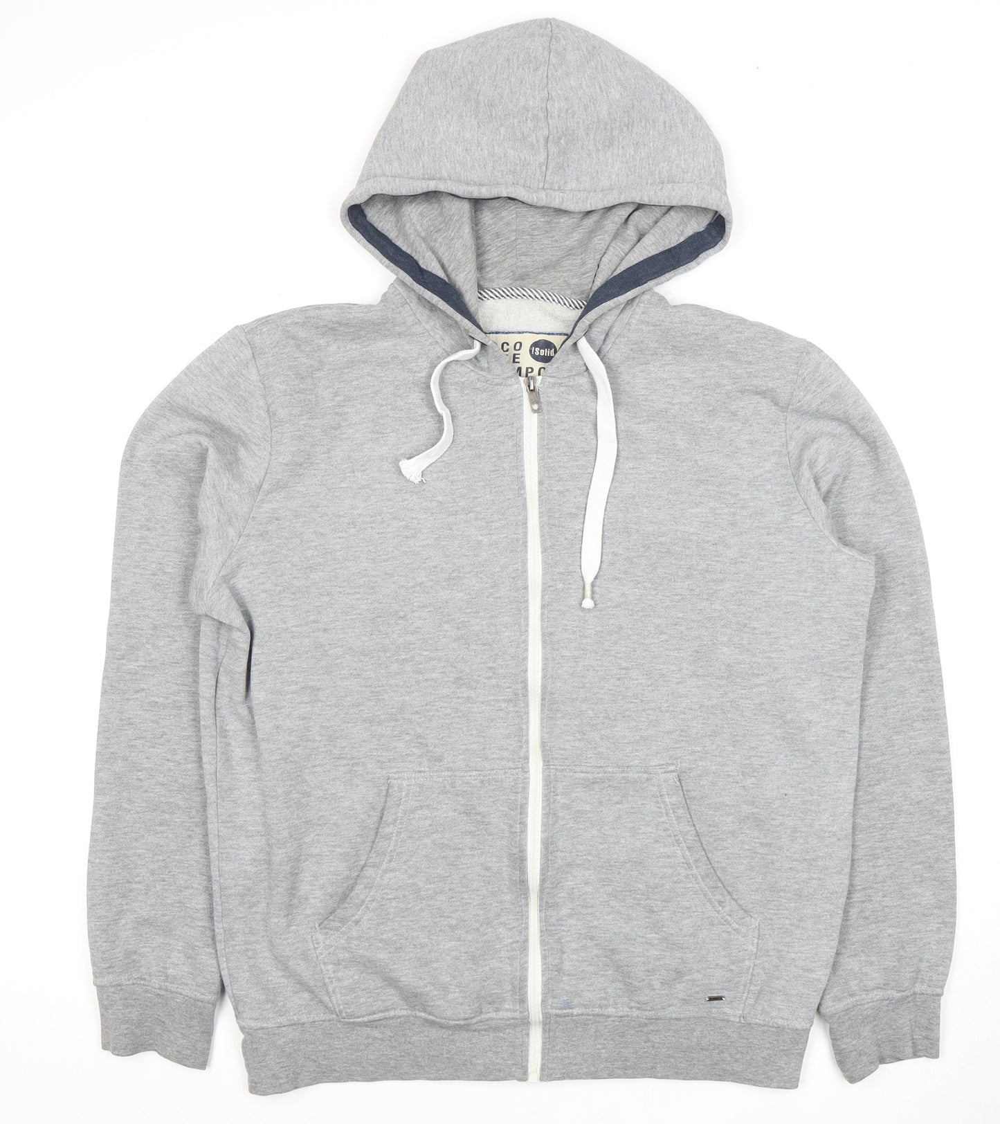 Solid Men's Grey XL Full Zip Hoodie