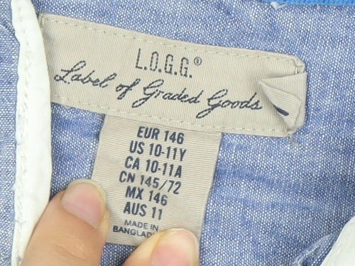 L.O.G.G. Boys Blue Button-Up Shirt, Long Sleeve, 11 Years