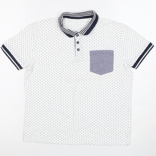 Zara Boys White Polo Shirt with Polka Dot Design, Size 11 Years