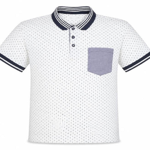 Zara Boys White Polo Shirt with Polka Dot Design, Size 11 Years