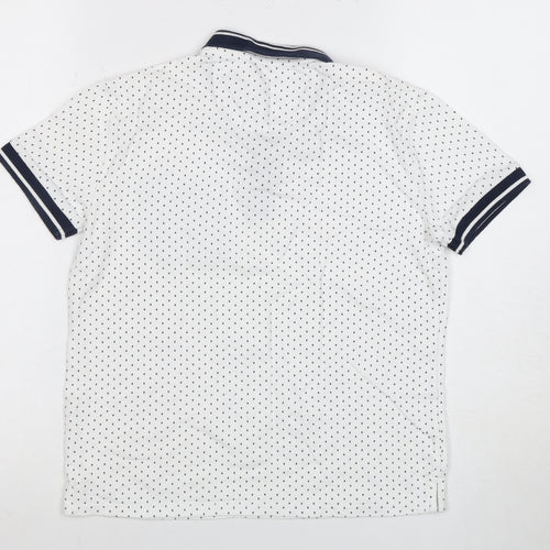 Zara Boys White Polo Shirt with Polka Dot Design, Size 11 Years