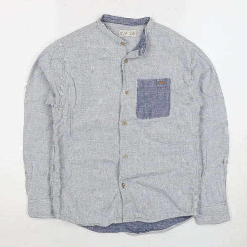 Zara Kids Boys Grey Striped Button-Up Shirt 9 Years