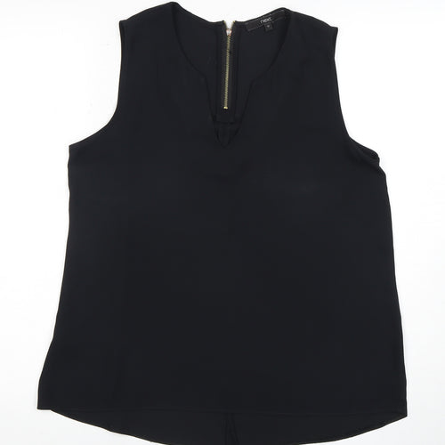 Next Women's Black Sleeveless V-Neck Blouse - Size 12