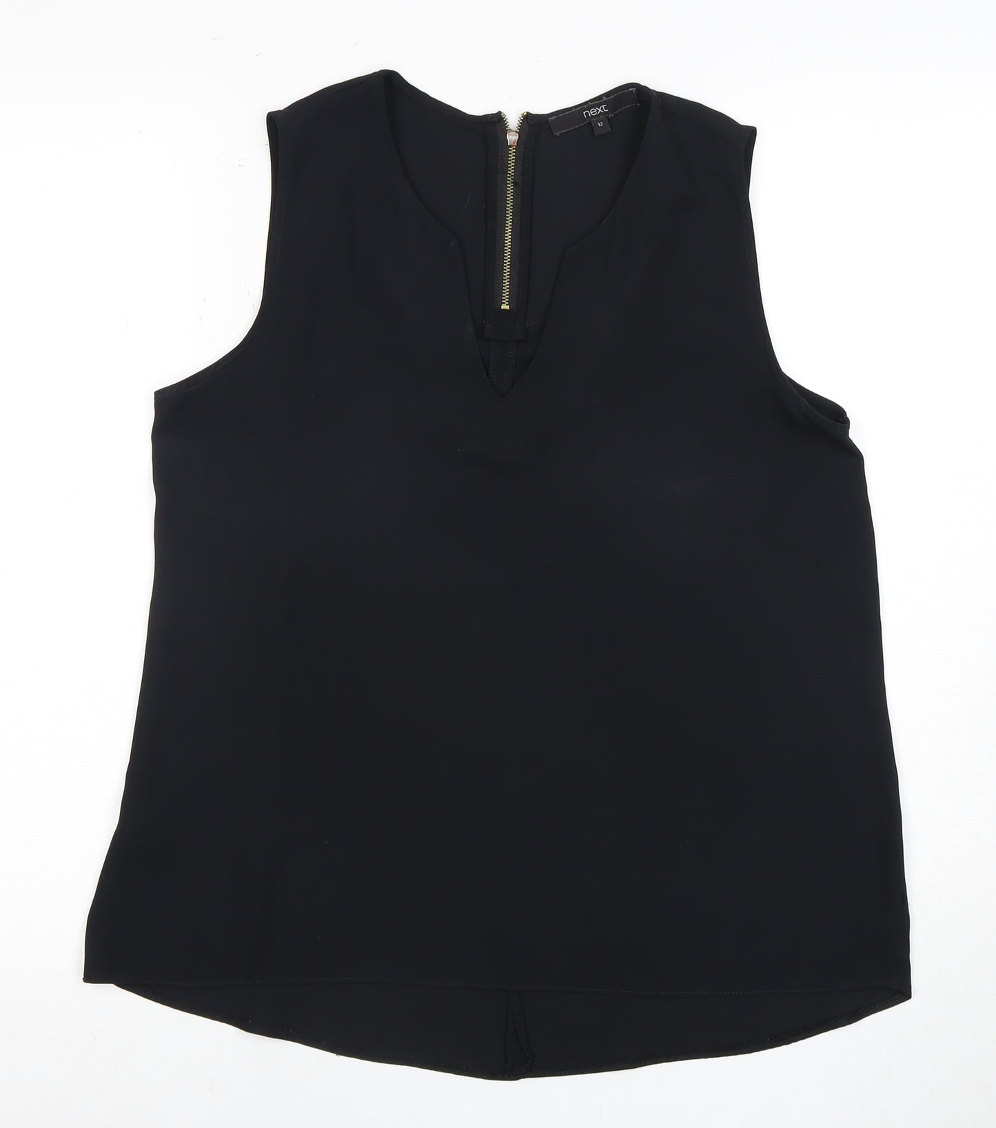 Next Women's Black Sleeveless V-Neck Blouse - Size 12