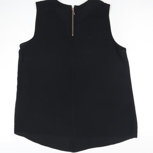 Next Women's Black Sleeveless V-Neck Blouse - Size 12