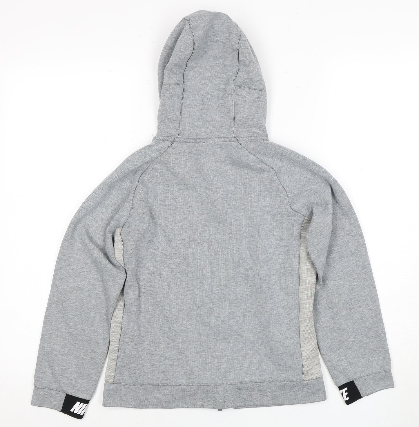 Nike Boys Grey Full Zip Hoodie M with Logo Accent