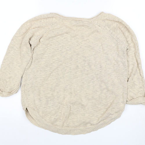 Wallis Women Beige S Jumper 3/4 Sleeve Cotton