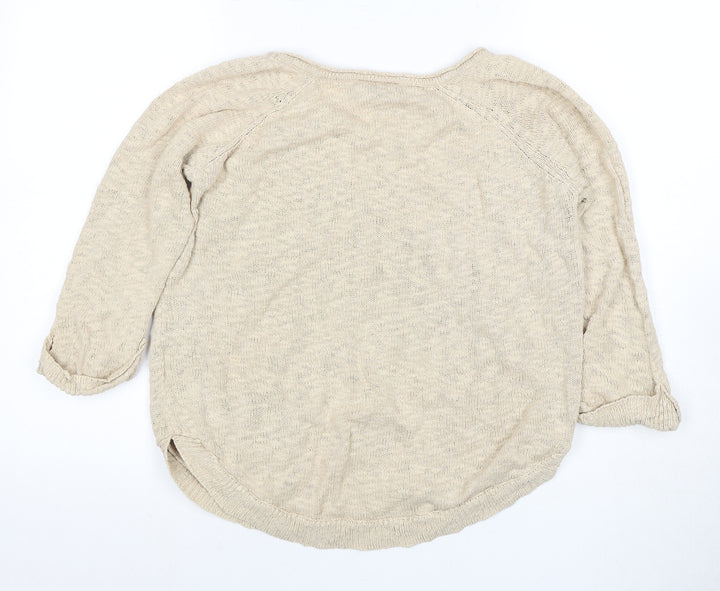 Wallis Women Beige S Jumper 3/4 Sleeve Cotton