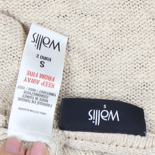 Wallis Women Beige S Jumper 3/4 Sleeve Cotton