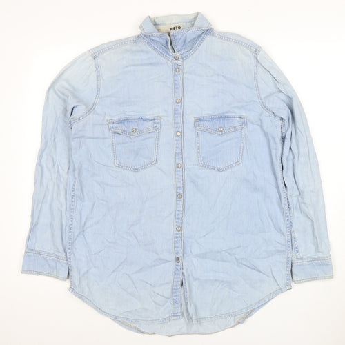 Topshop Women's Blue Denim Button-Up Shirt UK 12