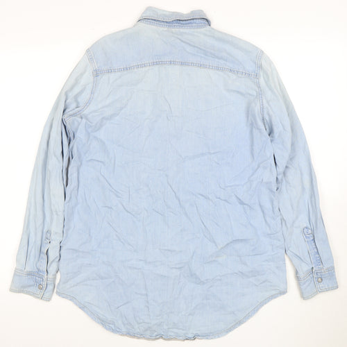 Topshop Women's Blue Denim Button-Up Shirt UK 12
