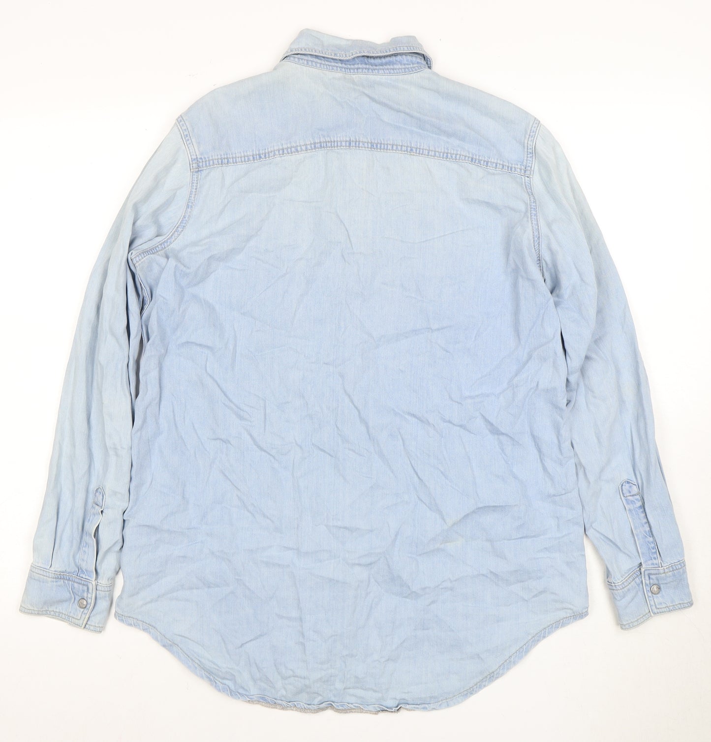 Topshop Women's Blue Denim Button-Up Shirt UK 12