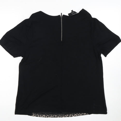 Next Black Short Sleeve Top Size 18 with Animal Print