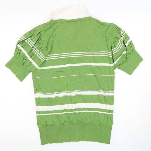 Next Women's Green Striped T-Shirt Size 18