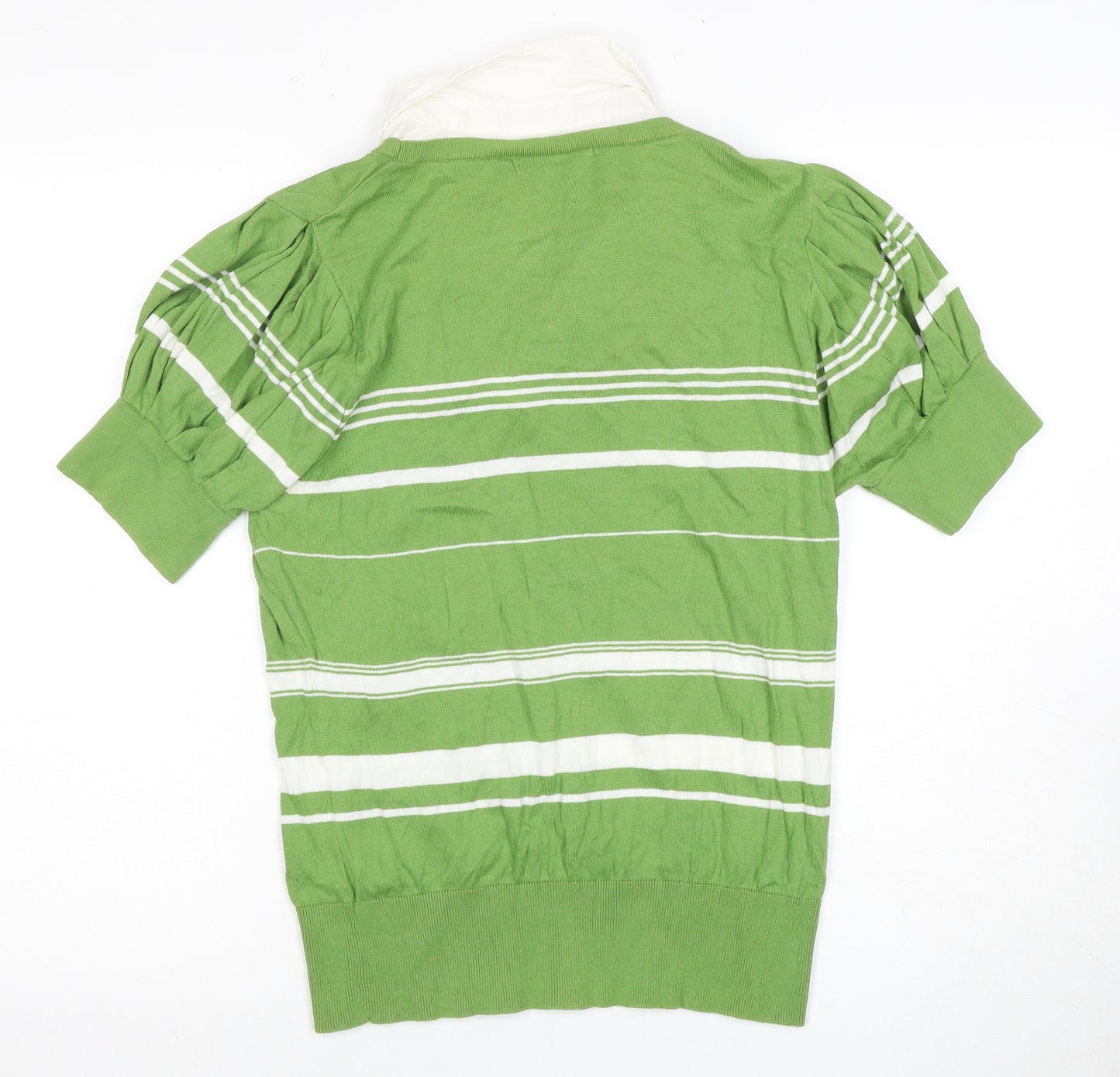 Next Women's Green Striped T-Shirt Size 18