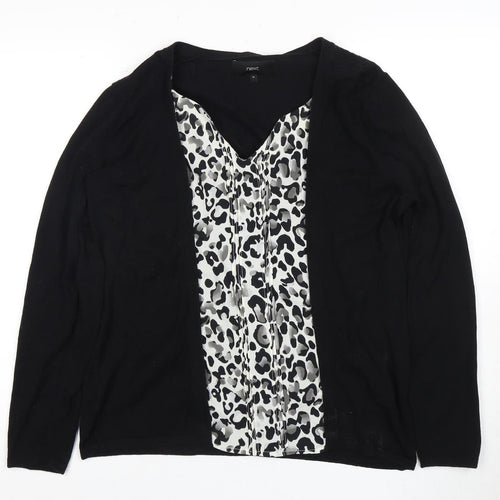 Next Women's Black Animal Print V-Neck Tunic Blouse Size 18