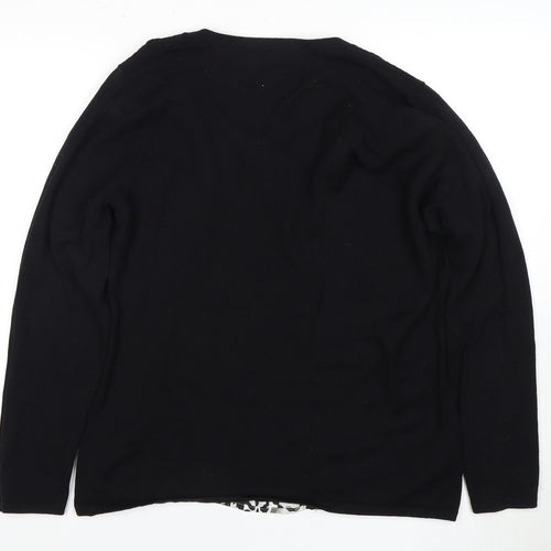 Next Women's Black Animal Print V-Neck Tunic Blouse Size 18